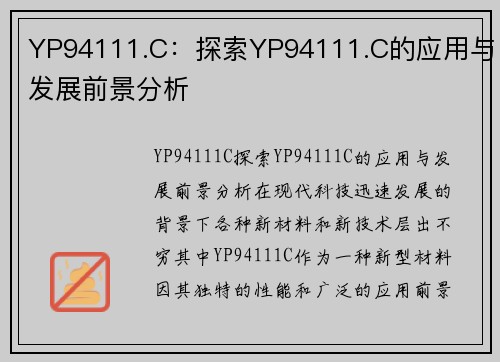 YP94111.C：探索YP94111.C的应用与发展前景分析